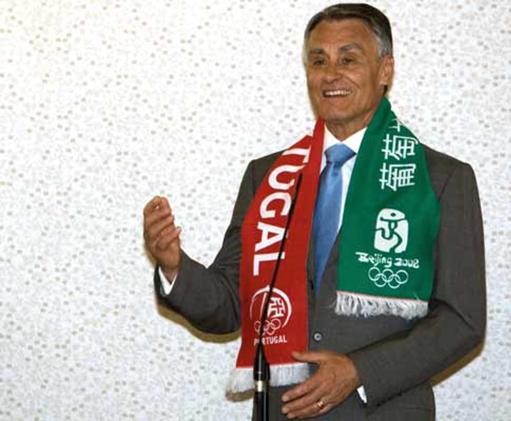 O presidente da República, Cavaco Silva, durante a recepção em Belém aos atletas portugueses qualificados para os Jogos Olímpicos de Pequim