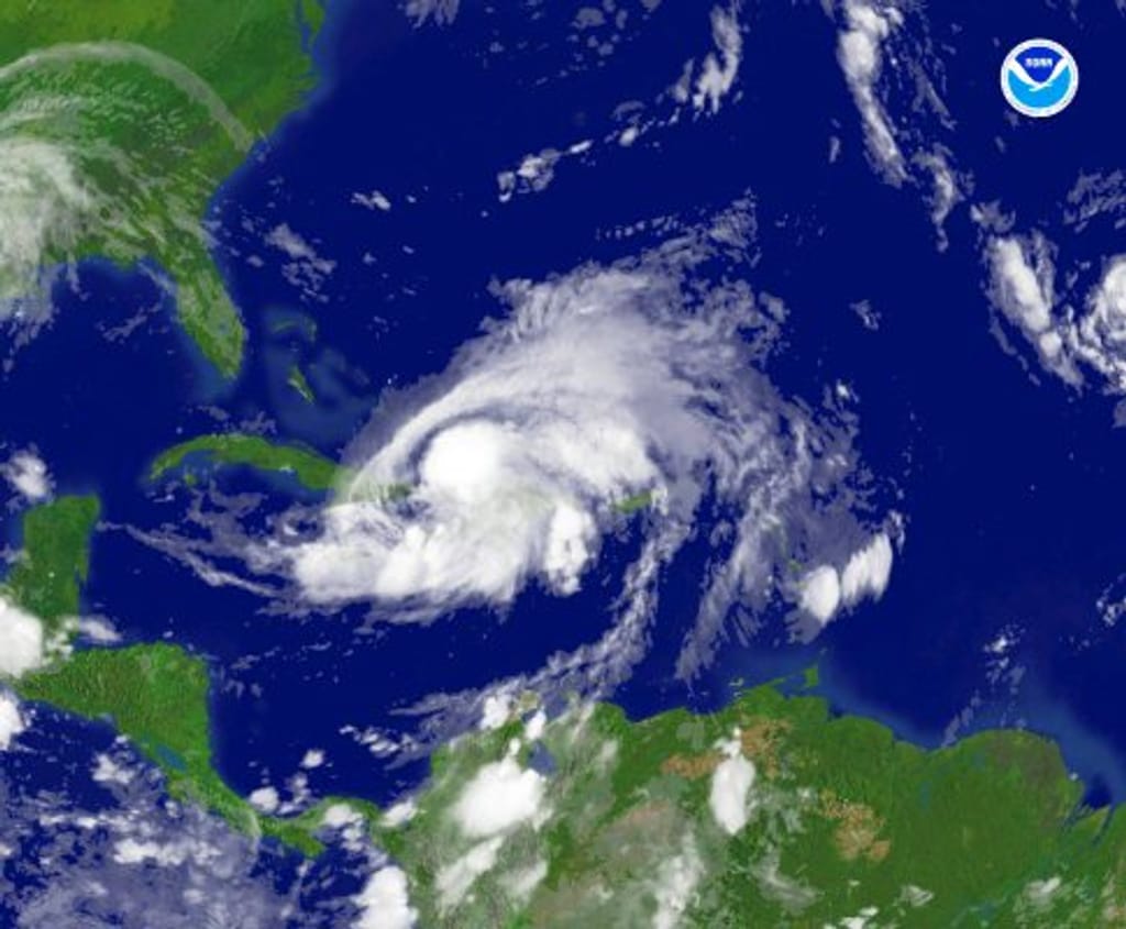 Imagem de satélite da tempestade Hanna sobre as Caraíbas (EPA)