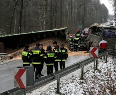 Autocarro choca com camião (fotos) - TVI