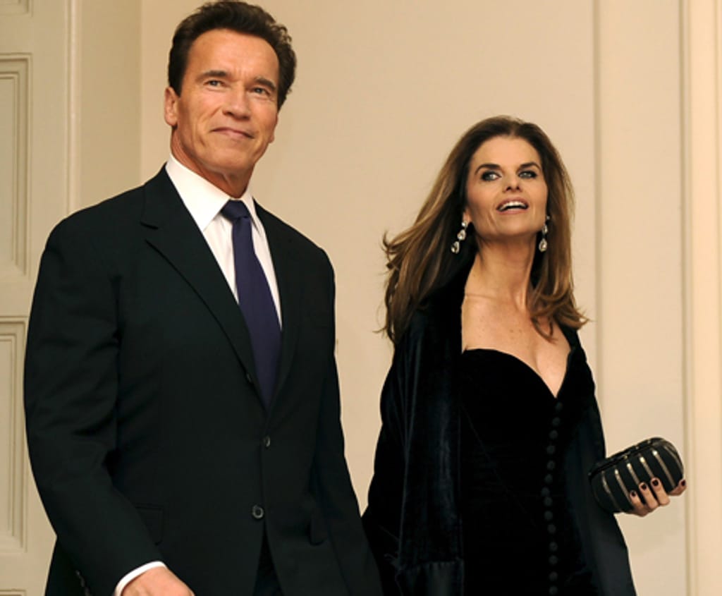 Arnold Schwarzenegger e a mulher, Maria, no jantar dos governadores, na Casa Branca