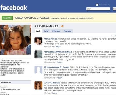 Facebook ajuda menina com leucemia - TVI
