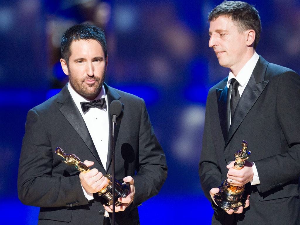 Trent Reznor e Atticus Ross nos Óscares 2011 (Michael Yada/EPA)