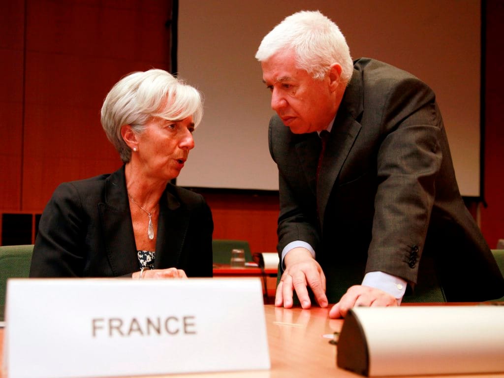 Teixeira dos Santos e Christine Lagarde no dia em que o Eurogrupo aprovou plano de ajuda a Portugal