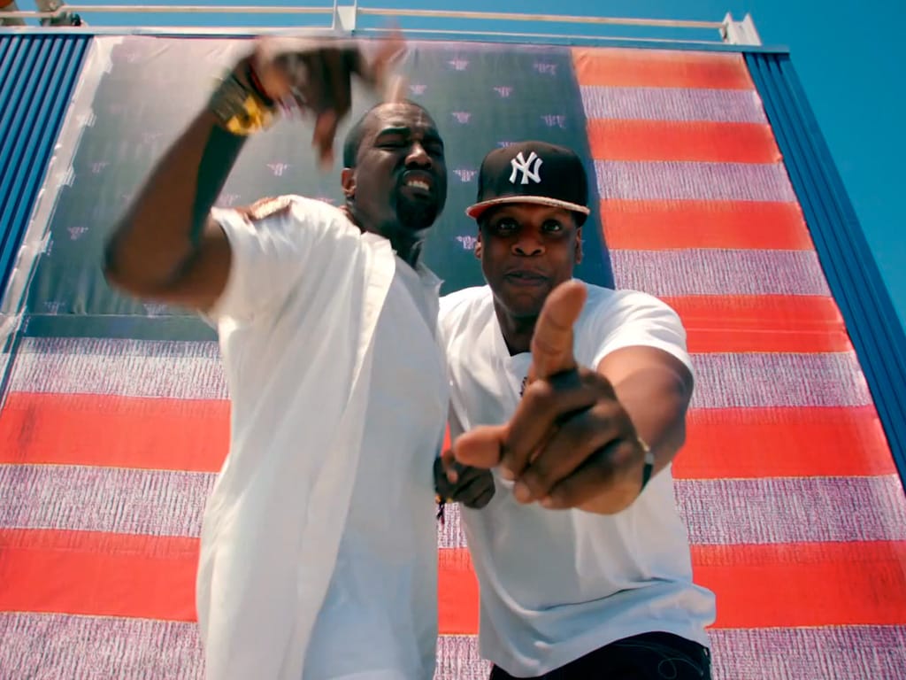 Kanye West e Jay-Z no vídeo de «Otis»