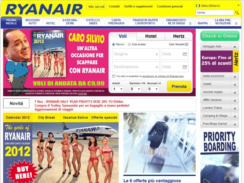 Ryanair oferece bilhete só de ida a Berlusconi