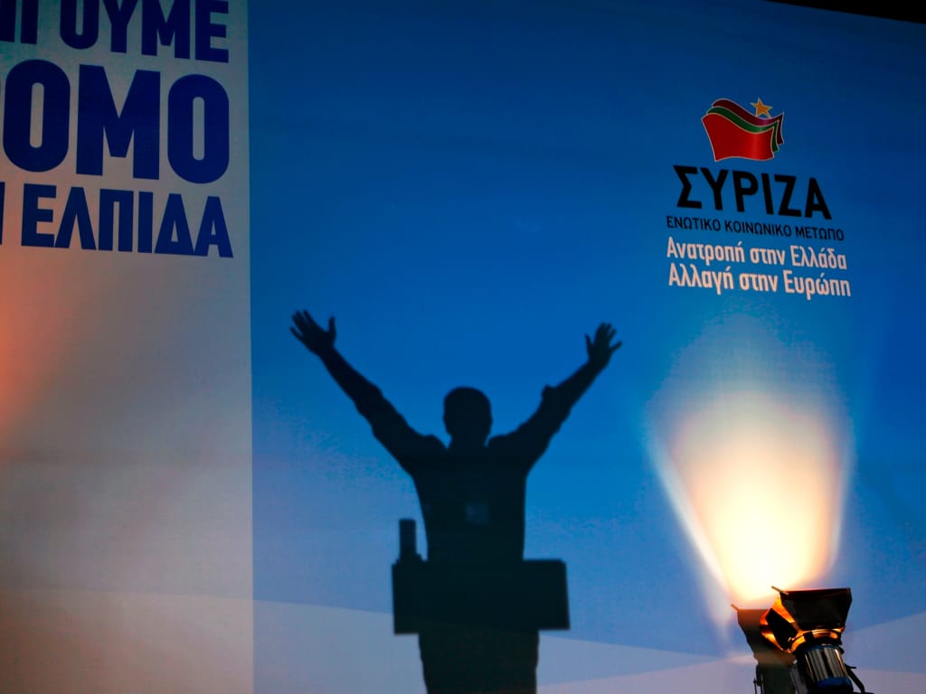 Alexis Tsipras no comício do Syriza (Reuters)