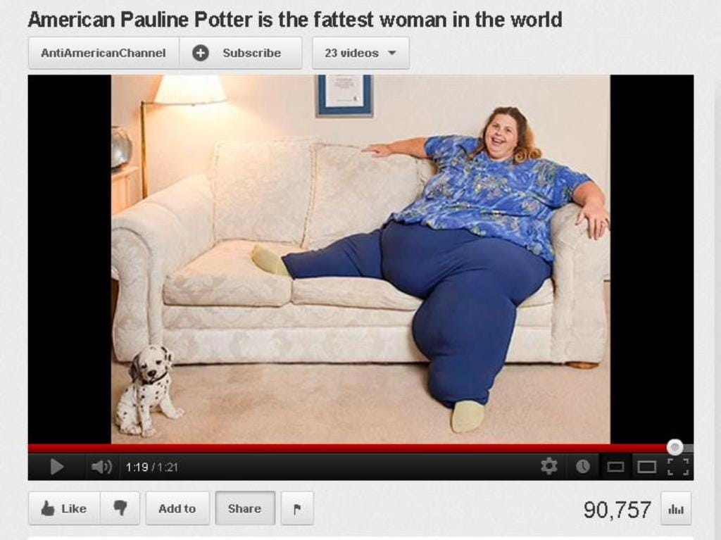 Pauline Potter, a mulher mais gorda do mundo