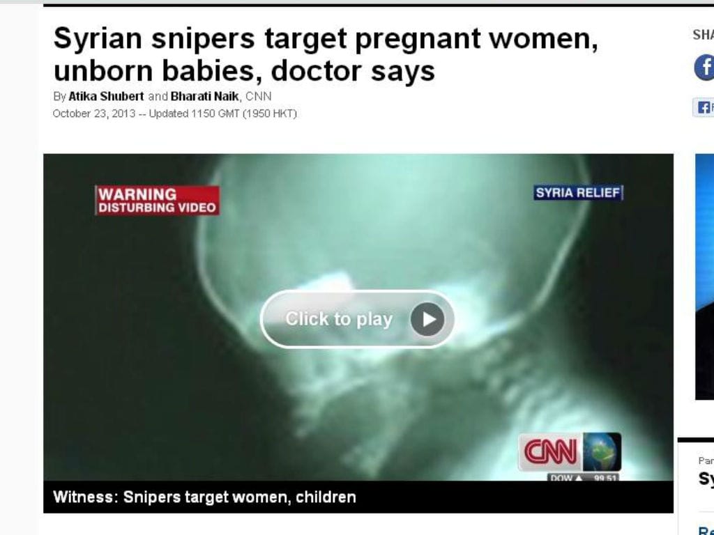 Snipers sírios atingem mulheres grávidas (Foto reprodução CNN)