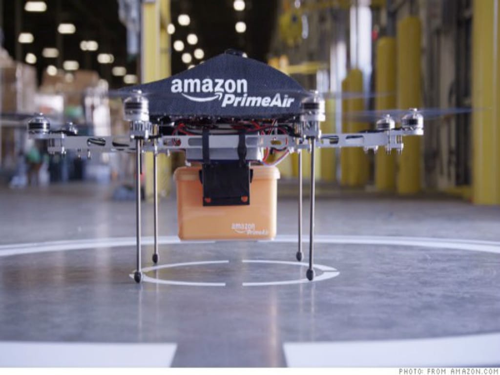 Novo projeto da Amazon: entrega de encomendas com drones (Foto: Reprodução/Amazon)