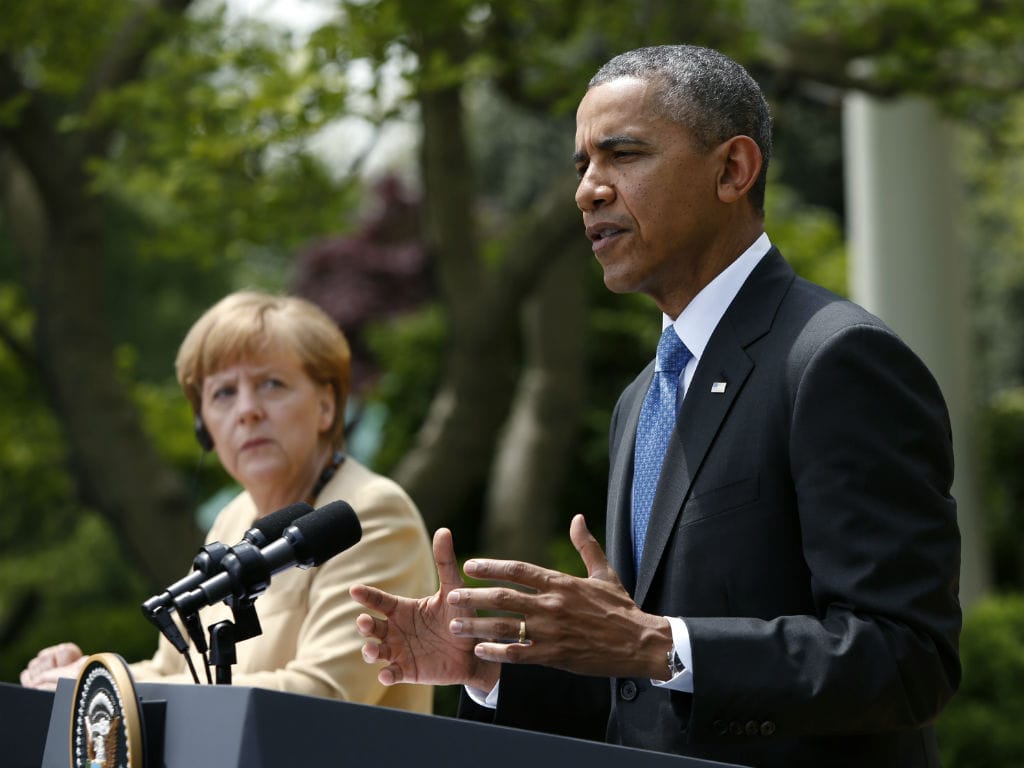 Obama e Merkel na Casa Branca (REUTERS/Larry Downing)