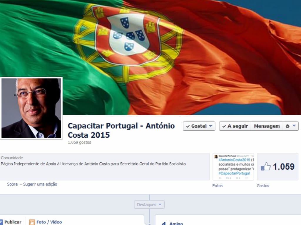 Página de apoio a António Costa