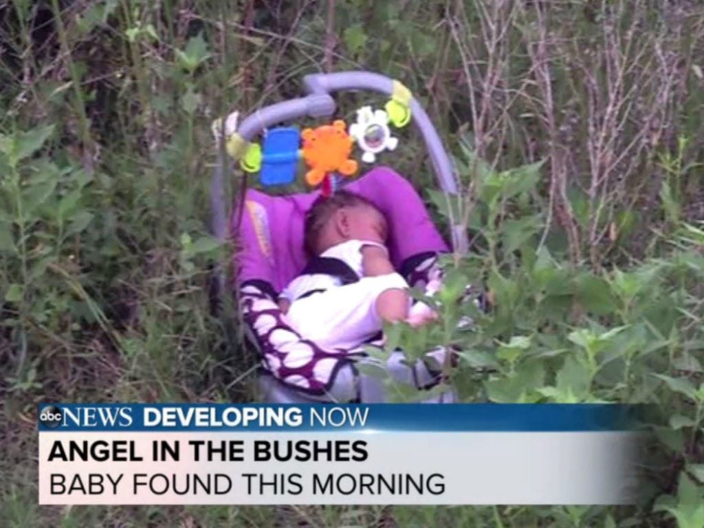 Bebé levada em carro roubado foi deixada entre arbustos (Reprodução ABC)