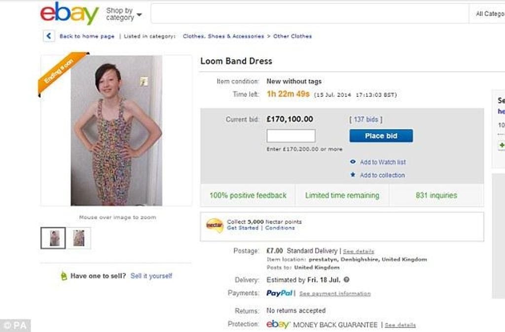 Vestido de Elástico vendido no eBay