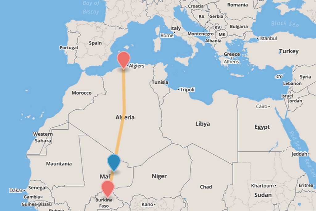 O avião voava de Ouagadougou, no Burkina Faso, para Argel, a capital da Argélia