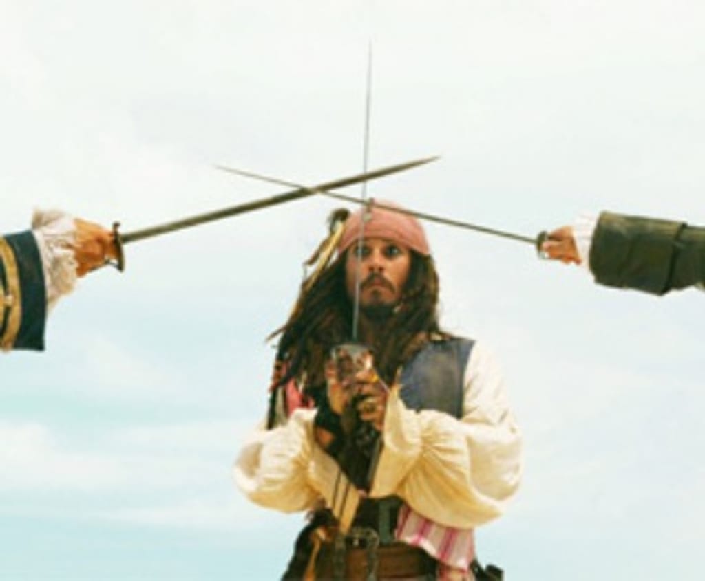 Johhny Depp é Jack Sparrow no filme «Os Piratas das Caraíbas»