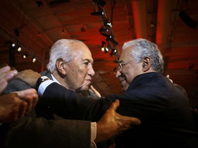 Costa e Sampaio no almoço dos 90 anos de Mário Soares - TVI