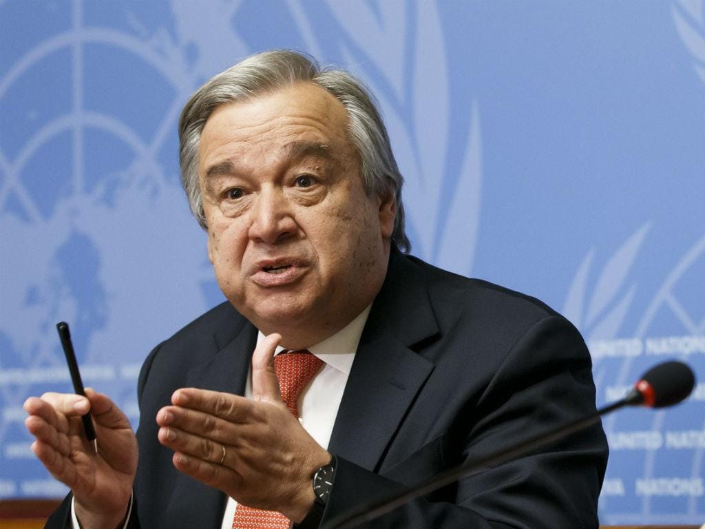 António Guterres no lançamento do Apelo humanitário global para 2015 (Lusa)