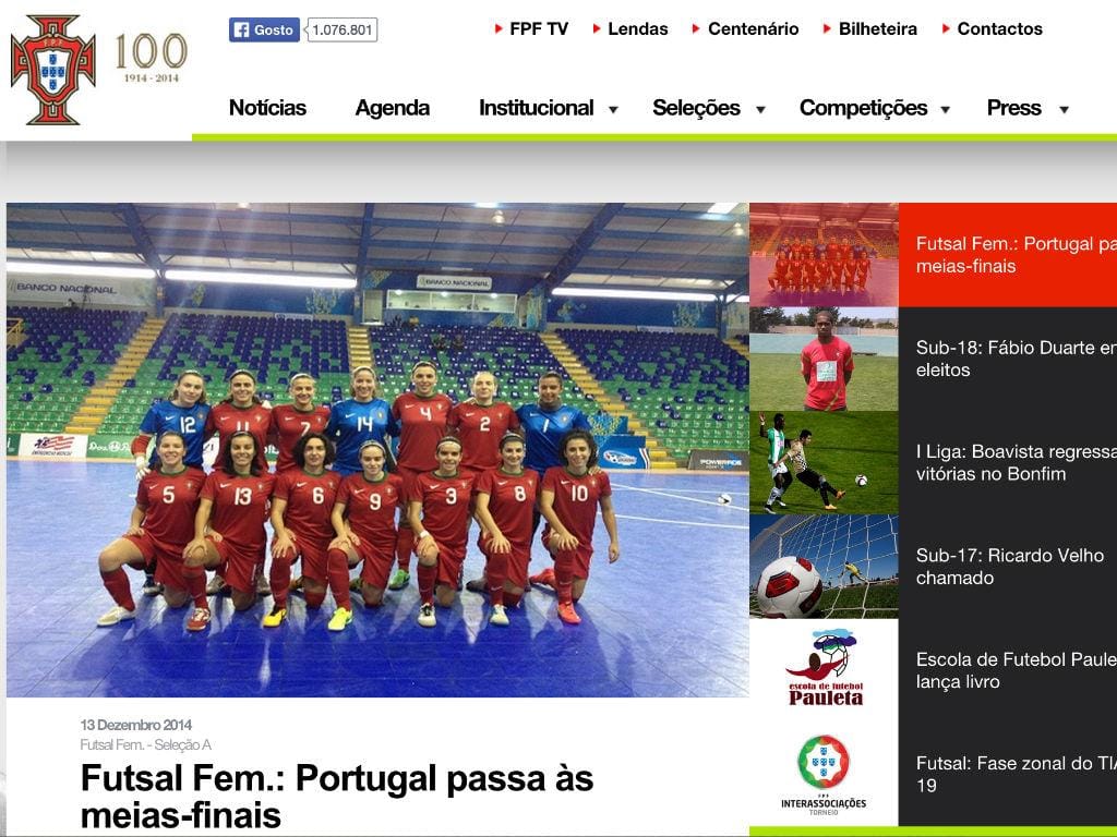 Futsal feminino (Imagem site da FPF)