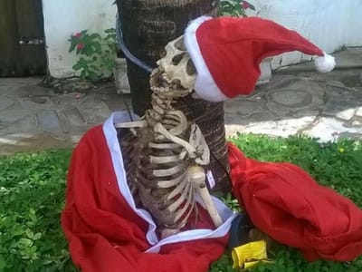 Homem enfeita casa com esqueleto vestido de Pai Natal - TVI