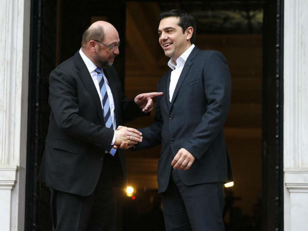 Martin Schulz e Alexis Tsipras [Foto: Reuters]
