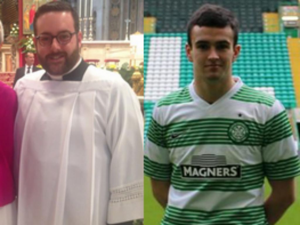 Michael Duffy, padre e jogadores (fonte: Twiiter e celticfc.net)