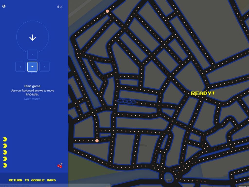 Pac Man no Google Maps