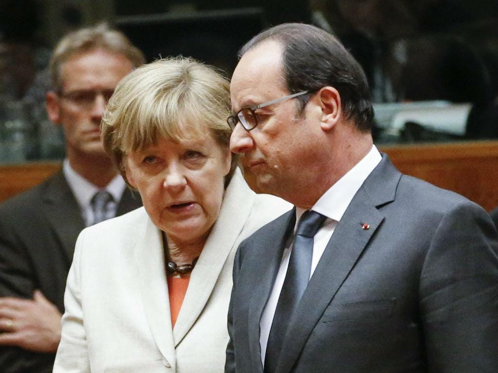 Angela Merkel e François Hollande [Lusa/EPA]