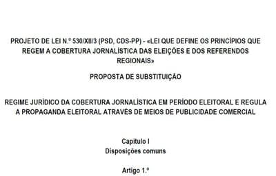 Diploma sobre a cobertura jornalística do período eleitoral na íntegra - TVI