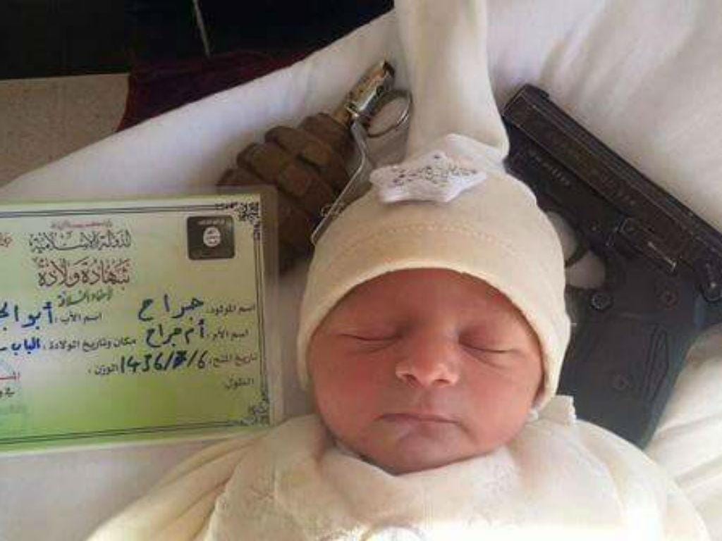 Propaganda do Estado Islâmico com recém-nascido