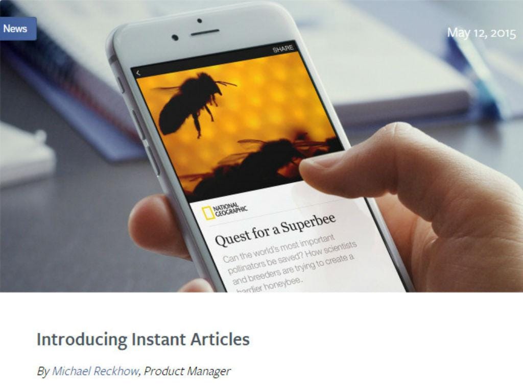 Facebook lança “Instant Articles” (Reprodução)