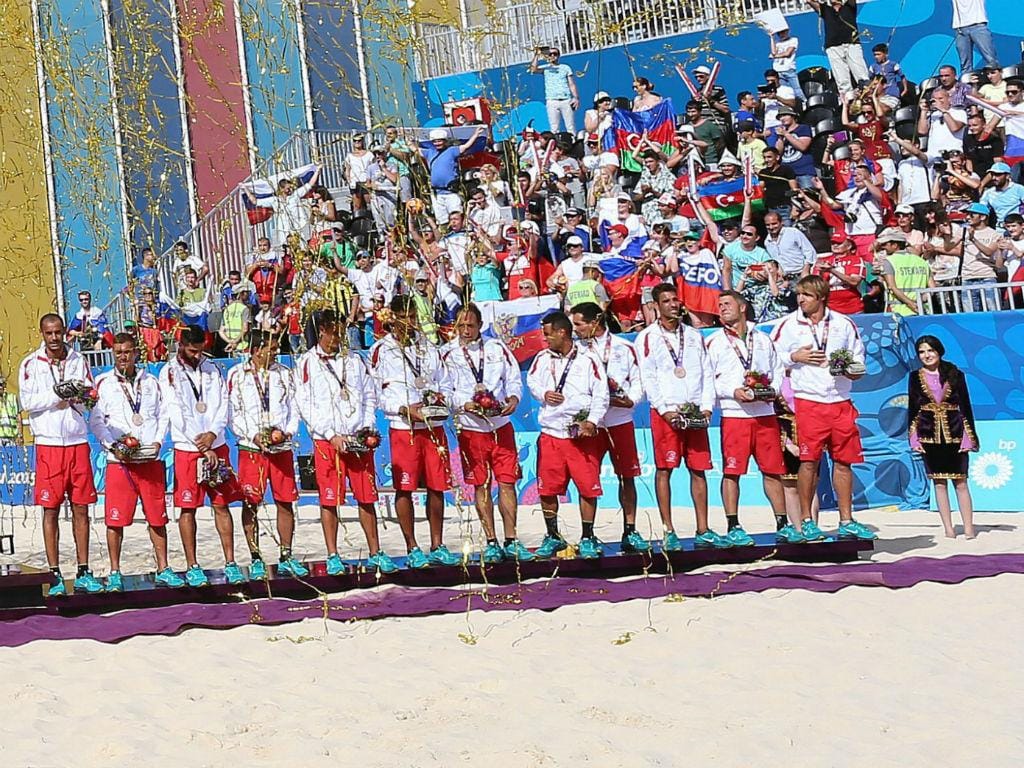 Futebol de Praia: Portugal conquista medalha de bronze nos Jogos Europeus (EPA/SRDJAN SUKI)