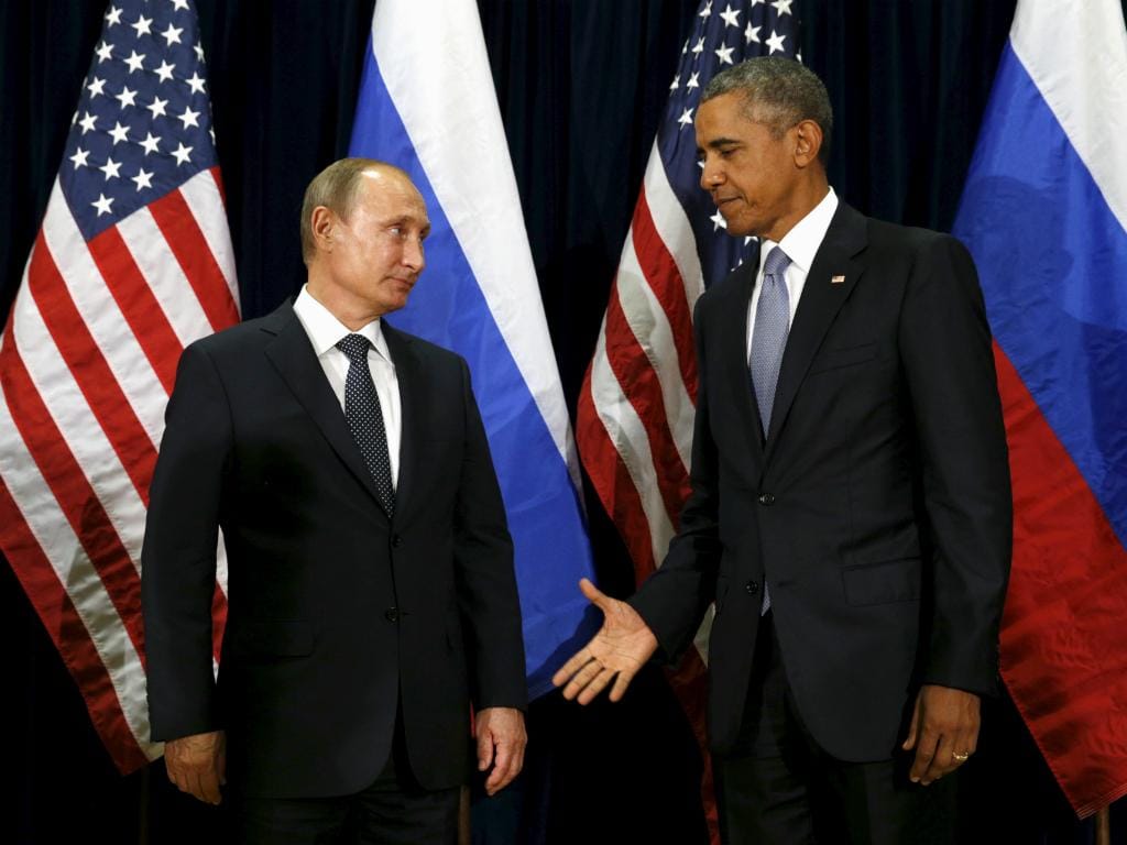 Barack Obama e Vladimir Putin na Assembleia Geral da ONU (28/9/2015)