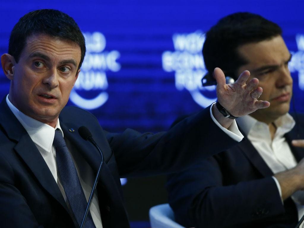 Manuel Valls e Alexis Tsipras em Davos