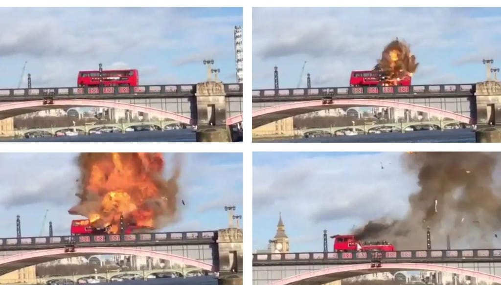 Autocarro explode em Londres, por causa de um filme