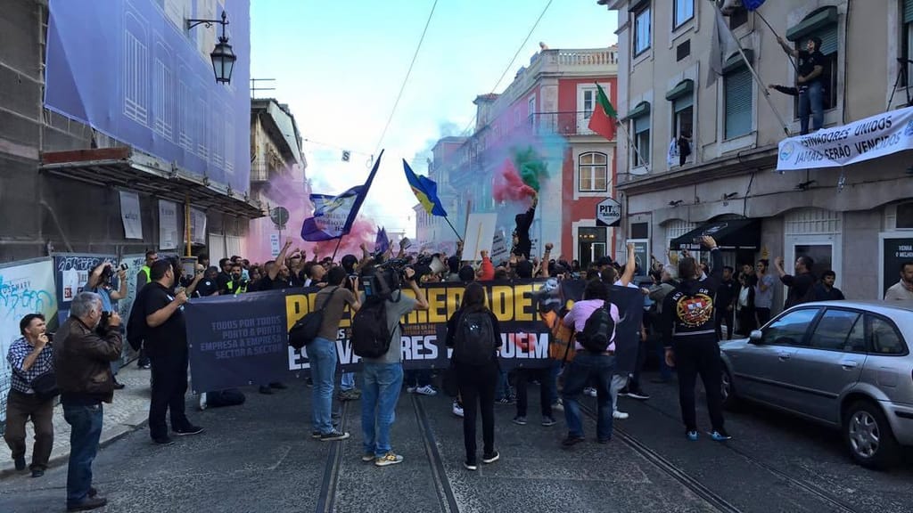 Estivadores em protesto em Lisboa