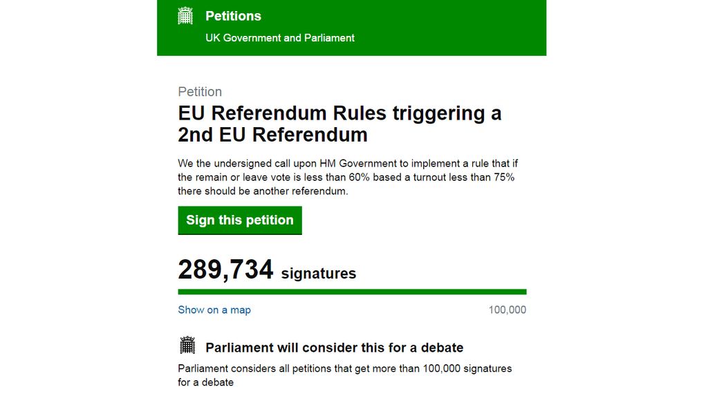 Petição online para novo referendo no Reino Unido