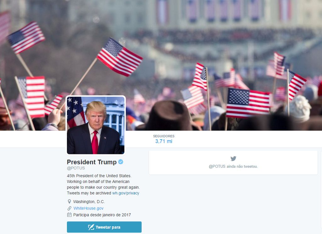 Twitter oficial do presidente Donald Trump