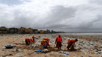 Antes e depois: a mudança radical de um praia de Bombaim - TVI
