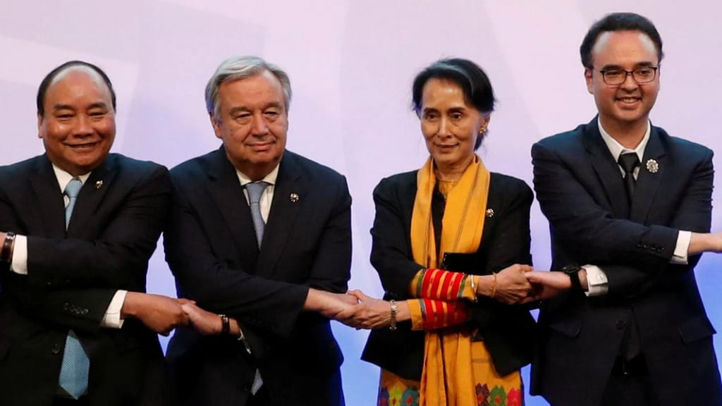 António Guterres e Aung San Suu Kyi