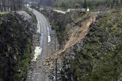 Linha da Beira Alta reaberta após deslizamento de terras - TVI