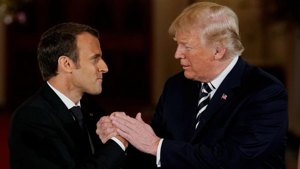 Emmanuel Macron e Donald Trump, na Casa Branca
