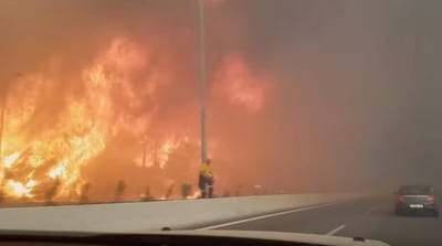 Vídeo mostra estrada a ser consumida pelas chamas na Grécia - TVI