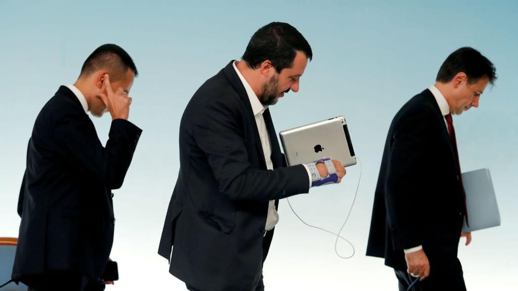 Luigi di Maio, Mateo Salvini e Giuseppe Conte