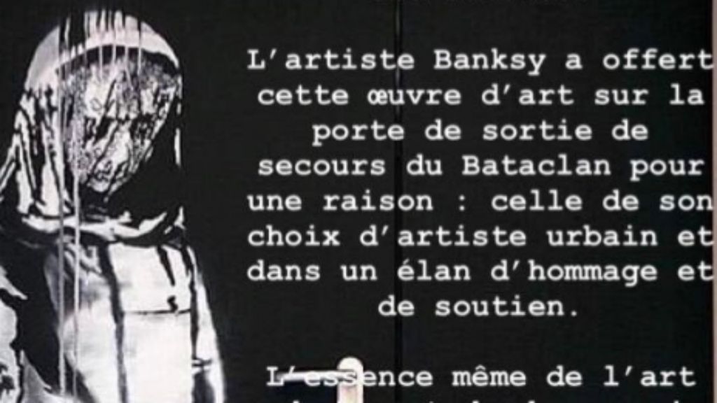 Obra de Banksy oferecida ao Bataclan