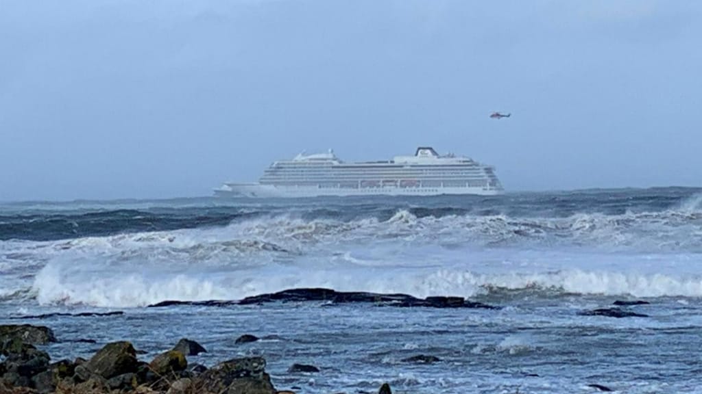 Navio evacuado na Noruega
