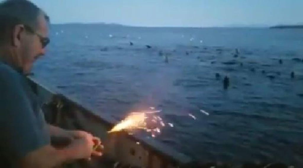 Pescador lança explosivos