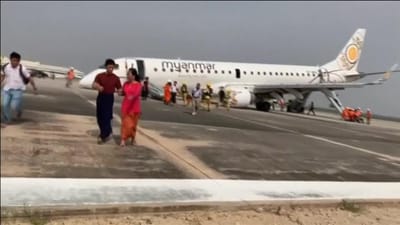 Avião birmanês aterra de emergência sem rodas da frente - TVI
