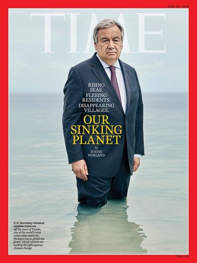 De fato e gravata, mas com água até aos joelhos: Guterres na capa da Time - TVI