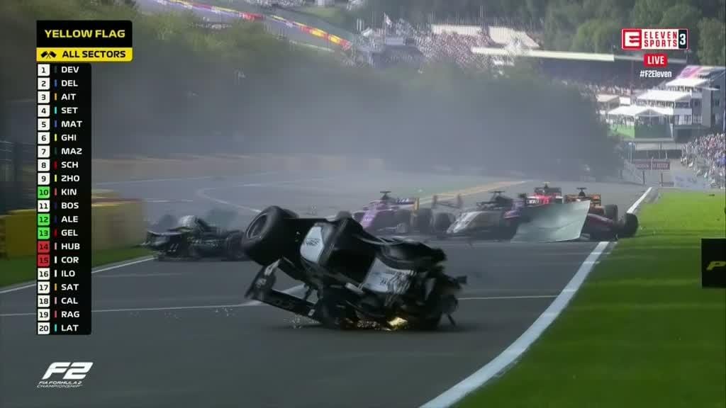 Acidente brutal na Formula 2 em Spa