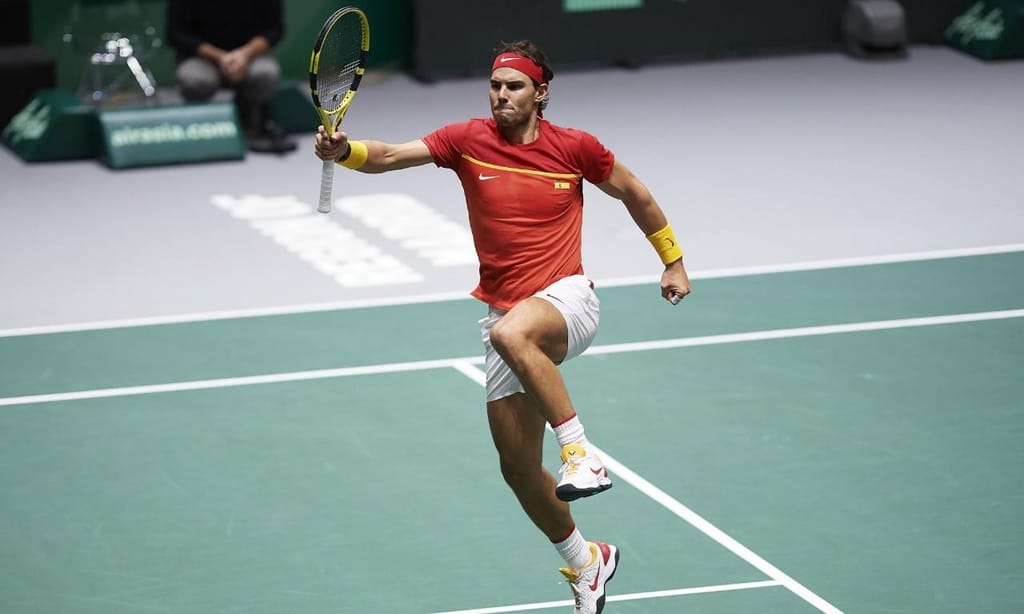 Rafael Nadal celebra vitória na Taça Davis